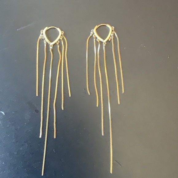 Amber Sceats Long Fringe Earrings in Gold, Size: OS - Picture 4 of 6